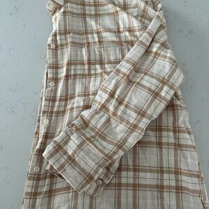 Old Navy Tan Plaid Boyfriend Shirt